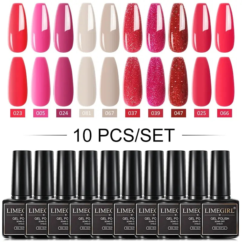 Premium Collection of 10 Semi-Permanent Gel Polishes