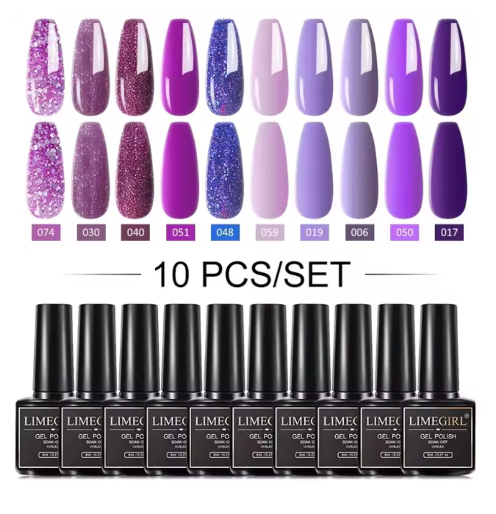 Premium Collection of 10 Semi-Permanent Gel Polishes