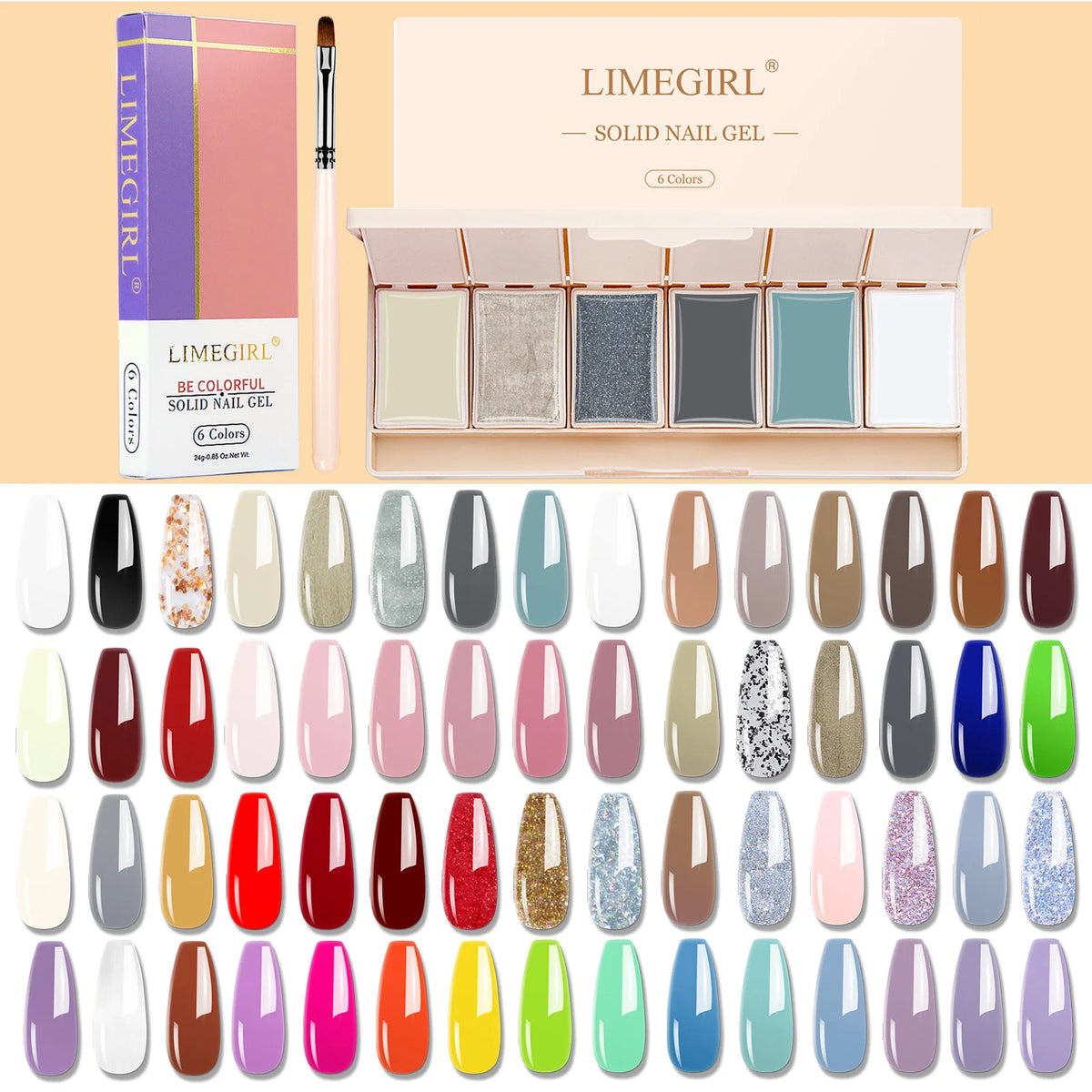 6-in-1 Solid Gel Nail Set